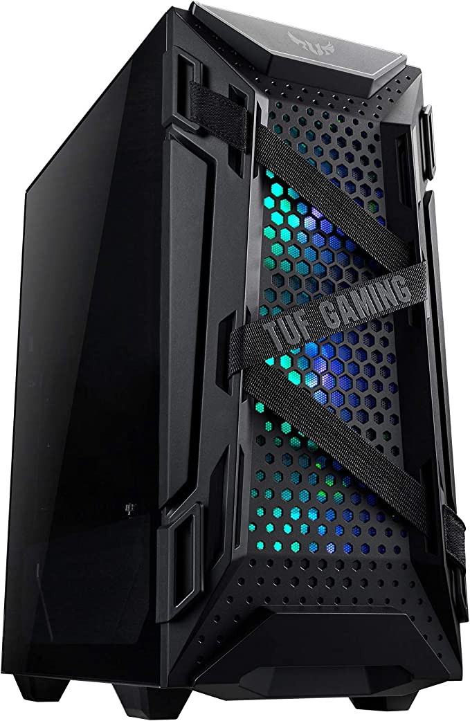 ASUS TUF Gaming GT301 Mid-Tower Compact Case for ATX Motherboards with honeycomb Front Panel, 120mm AURA Addressable RBG fans, headphone hanger, and 360mm radiator support, 2 x USB 3.2 ASUS TUF Gaming GT301 Mid-Tower Compact Case for ATX Motherboards with honeycomb Front Panel, 120mm AURA Addressable RBG fans, headphone hanger, and 360mm radiator support, 2 x USB 3.2